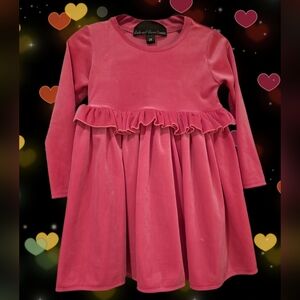 Elegant Velvet Kids Dress in Pink